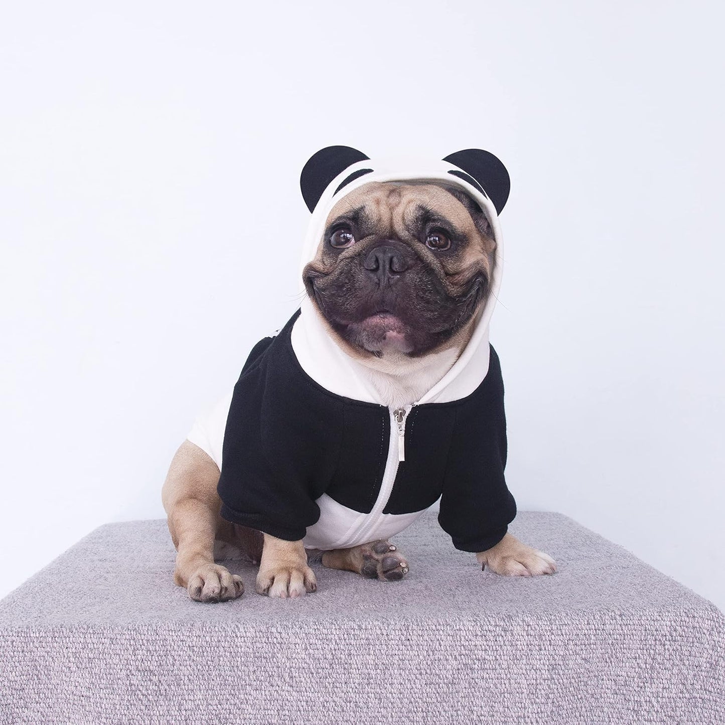 Panda Dog Halloween Costumes Clothes Sweater Cute Funny for English Bulldog Cold Weather Winter Coats Hoodies - Black/Xlarge