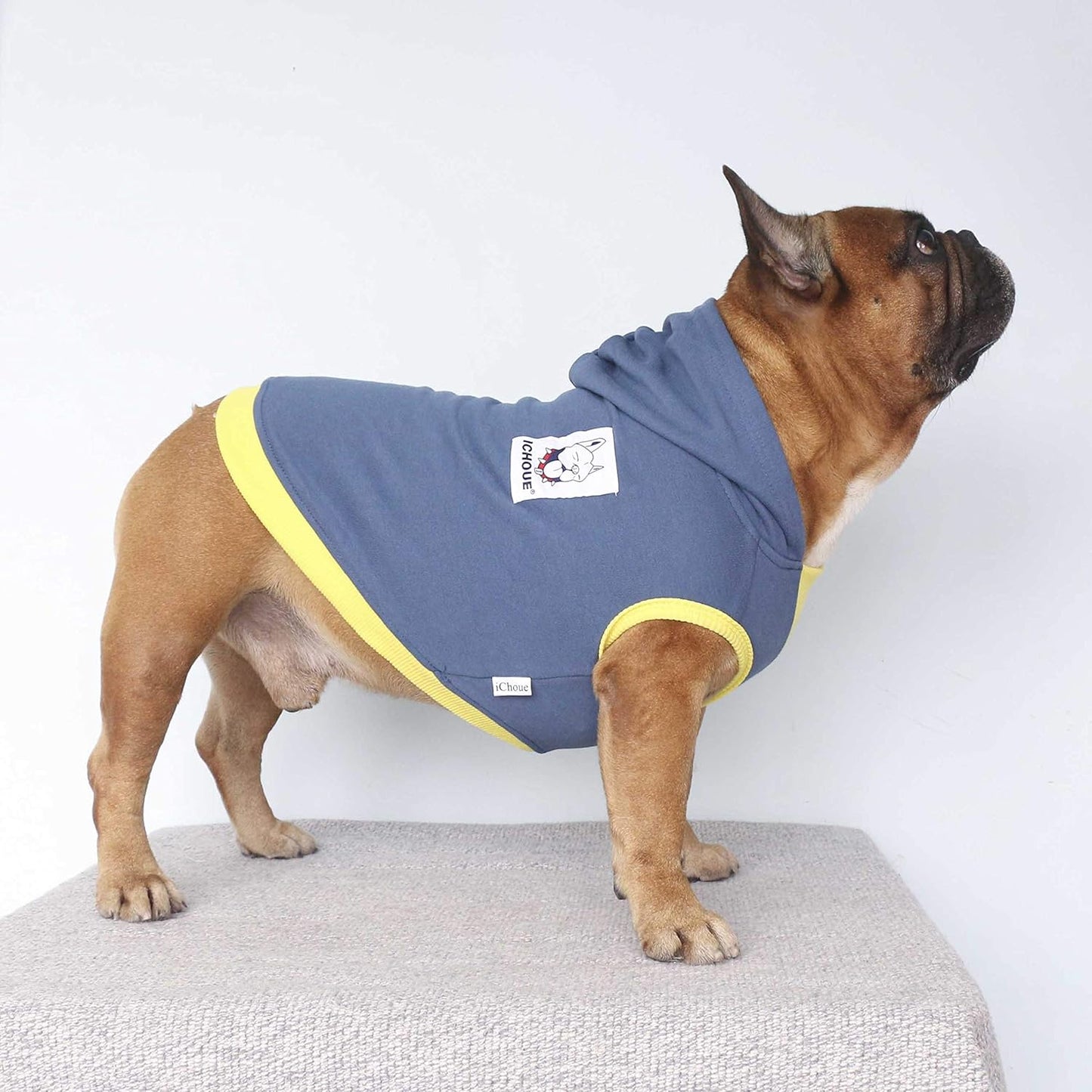 100% Breathable Cotton Dog Hoodies Clothes for French Bulldog Sweatshirts Sweaters Frenchie Pug English Medium Dogs - Navy, Large Plus