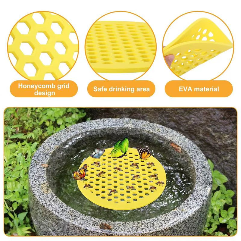 1Pcs Yellow Floating Bee Island Tray Butterfly and Bee Water Feeder for Garden Pond Decoration, Bee Insect Drinking Tray