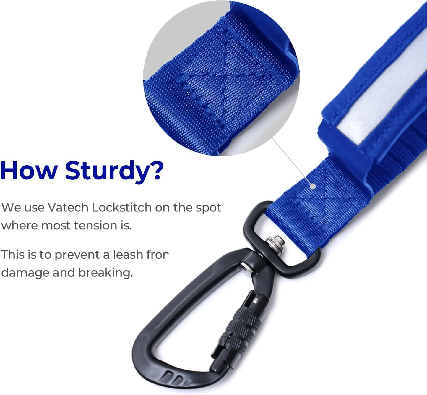 Short Bungee Dog Leash Extension for Large Medium Small Long Dogs, Shock Absorbing Dog Leash Extender, Tactical Dog Leash, Dogs Stress Reliever from Walking and Running - Blue