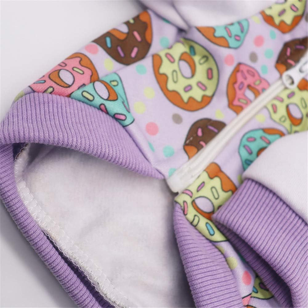 Purple Puppy Dog Hoodies for Small Medium Dogs, Christmas Hooded Sweatshirt with Pocket Pet Cat Hoody Clothes Sweaters Fleece Coat Dog Costume Winter