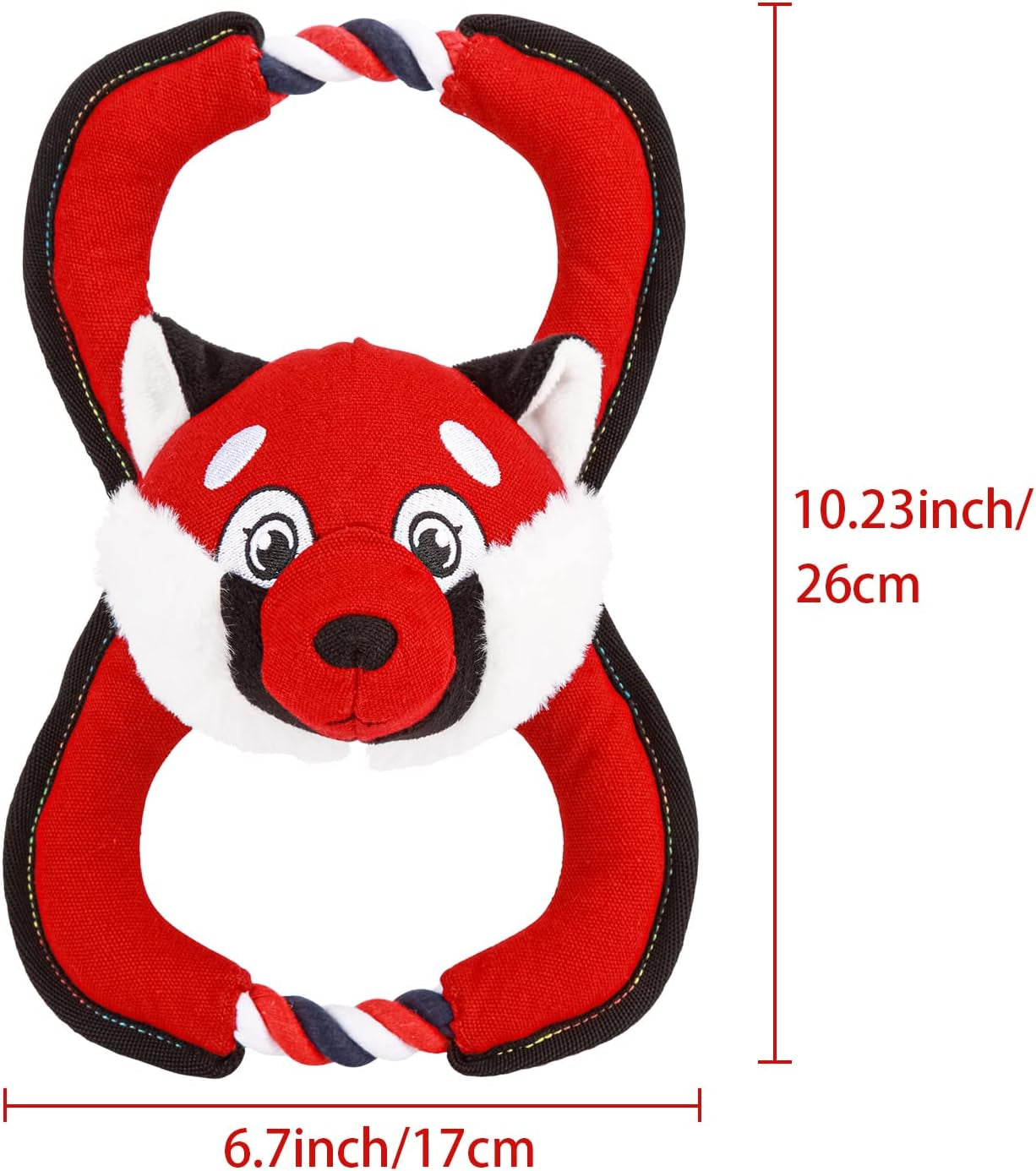 Interactive Dog Toys, Squeaky Dog Toys for Aggressive Chewers, Dog Plush Toys with Rope in Red Fox Shape, Tug of War Dog Toy for Small Dogs Medium Large Dogs