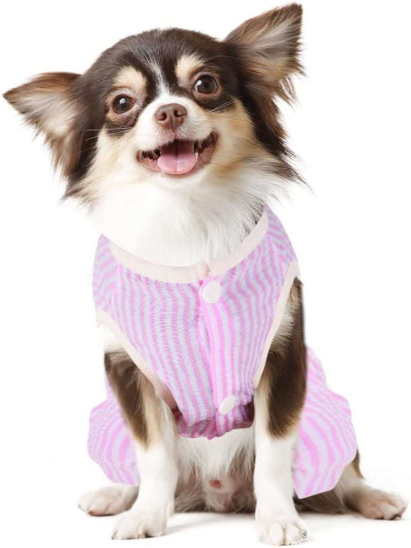 4 Pieces Dog Dresses for Small Girls, Summer Clothes, Cute Puppy Floral Fruits Pattern Female Pet Princess Bowknot Dress, Doggie Cat Outfit (AA, X-Small)