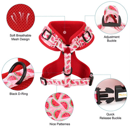 Mesh Nylon Dog Harness Vest Soft Padded Dogs Cat Vests Harnesses Cactus Print for Small Medium Dog Cats French Bulldog Chihuahua