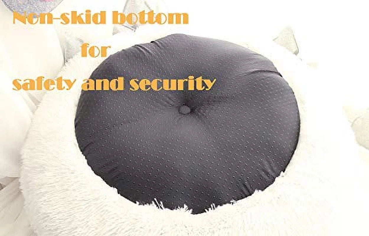 Modern Soft Plush round Pet Bed for Cats or Small Dogs, Mini Medium Sized Dog Cat Bed Self Warming Autumn Winter Indoor Snooze Sleeping Cozy Kitty Teddy Kennel (S(19.7”Dx7.9 H, Dark Grey)
