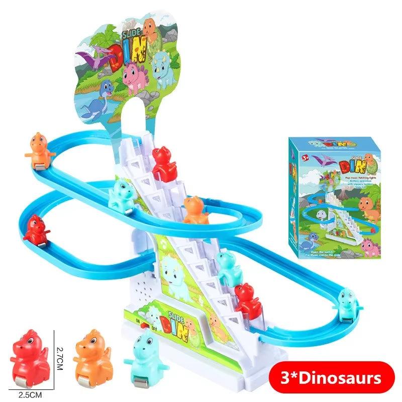 Electric Small Ducks Climbing Toys DIY Ducks Chasing Race Track Game Set with Lights & Music Roller Coaster Toy for Kids Gift