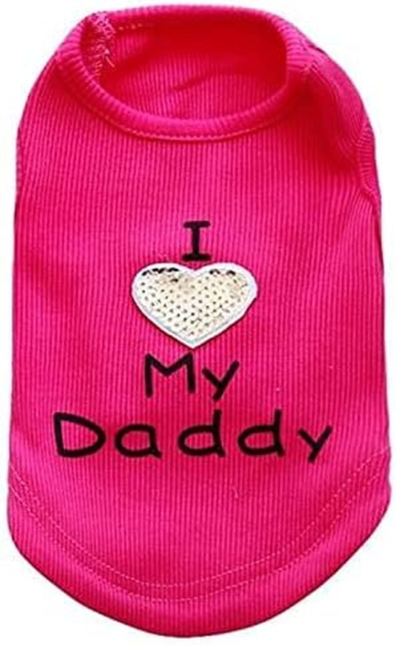 Cat Clothes Dog Shirts I Love My Mom Dad Daddy Clothes Pattern Costume Cute Heart Vest Small Dogs Puppy T-Shirt, XXS