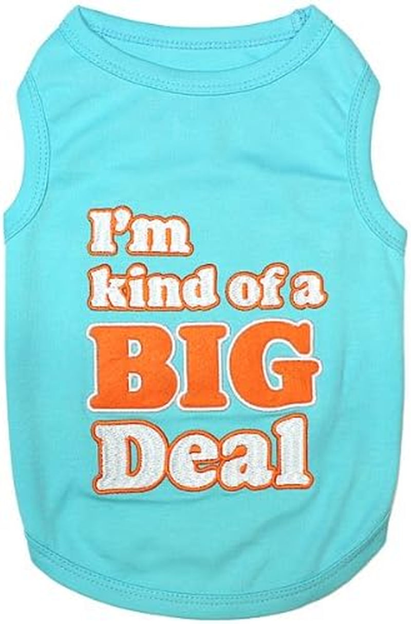 Dog Tshirt - Embroidered “ I’M Kind of Big Deal “ Shirt - Lightweight and Skin Friendly Dog Clothes - Sleeveless Tee Shirts - Machine Washable Shirts for Small Dogs - XXS