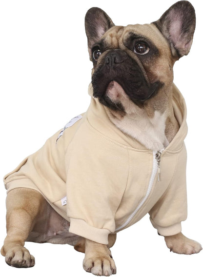 French Bulldog Frenchie Clothes Hoodies for Dogs Pug English Boston Terrier Bully Pitbull Corgi Sweatshirt Sweater Clothing - Khaki/Xlarge