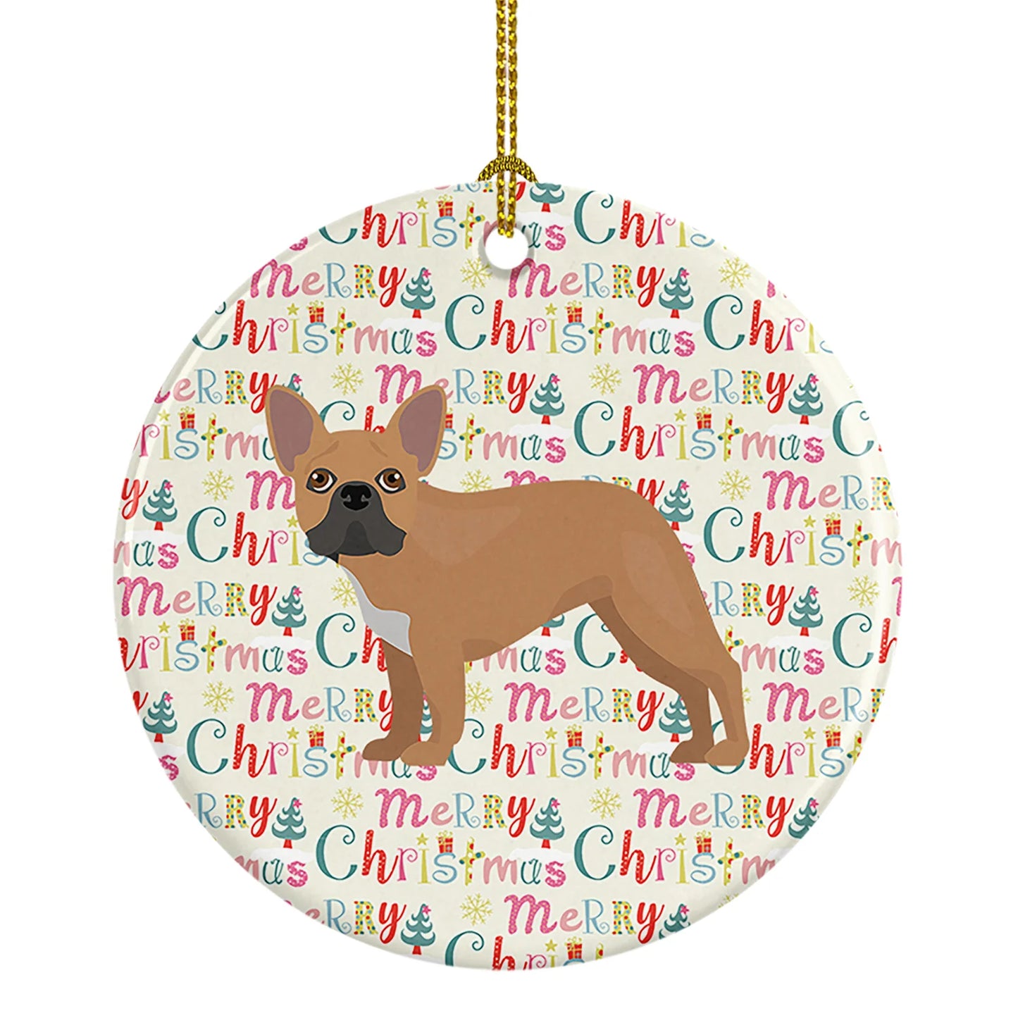 French Bulldog #2 Merry Christmas Ceramic Ornament