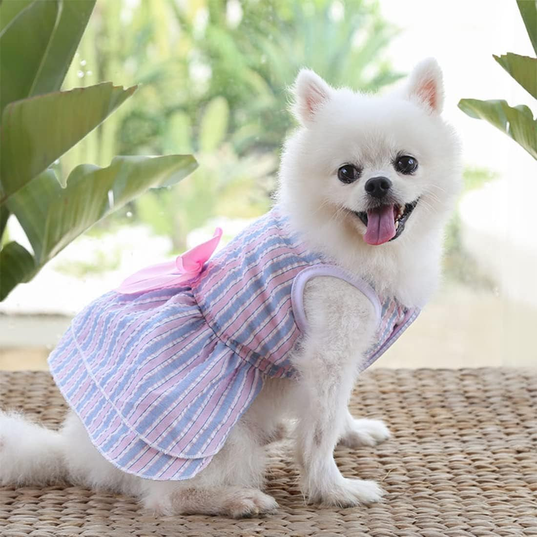 4 Pieces Dog Dresses for Small Girls, Summer Clothes, Cute Puppy Floral Fruits Pattern Female Pet Princess Bowknot Dress, Doggie Cat Outfit (AA, X-Small)