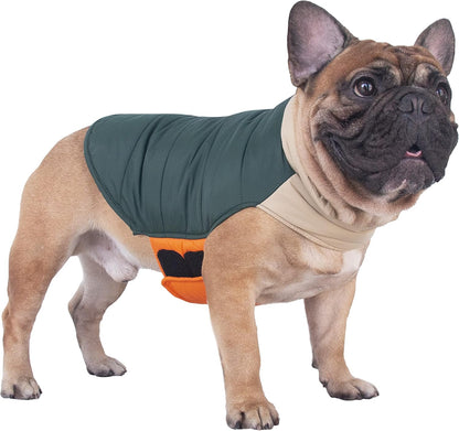French Bulldog Frenchie Winter Coats Dog Jackets Cotton Padded Vests for Pug English Boston Terrier Pitbull - Green/Large