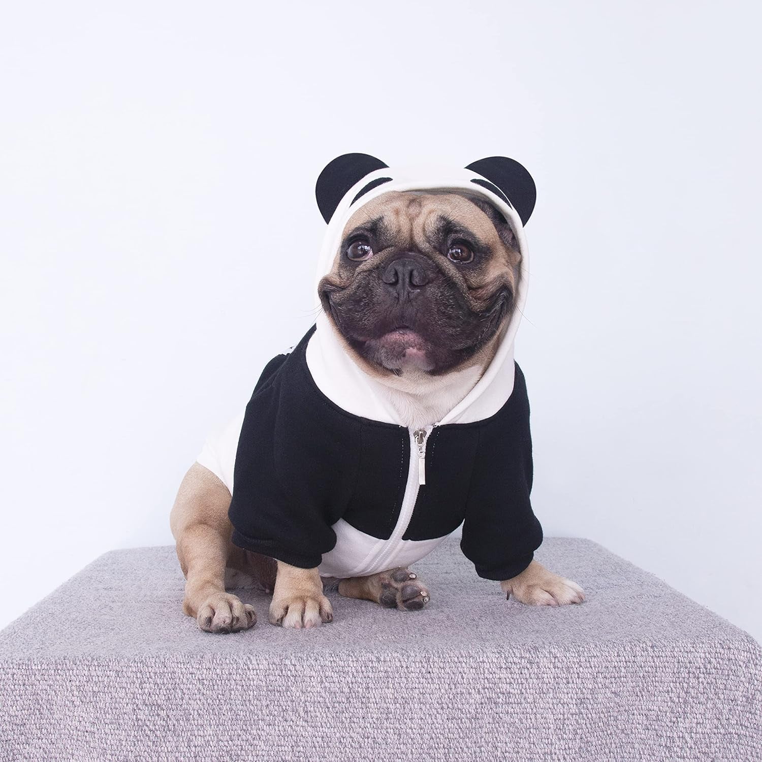 Panda Dog Halloween Costumes Clothes Sweater Cute Funny for English Bulldog Cold Weather Winter Coats Hoodies - Black/Xlarge