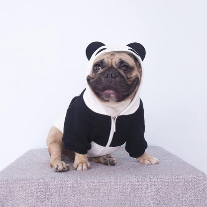 Panda Dog Halloween Costumes Clothes Sweater Cute Funny for English Bulldog Cold Weather Winter Coats Hoodies - Black/Xlarge