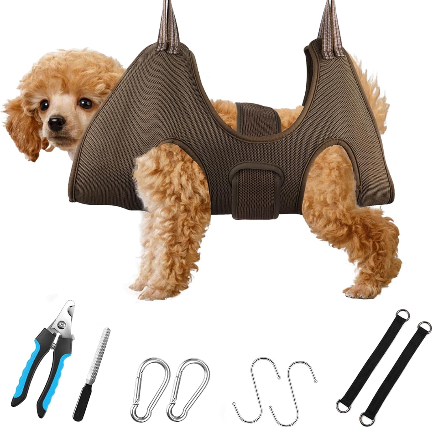 Dog Grooming Hammock Supplies Kit for Small Dogs - Size S, Hanging Harness for Nail Trimming Pet Grooming Table Shower & Bath Accessories