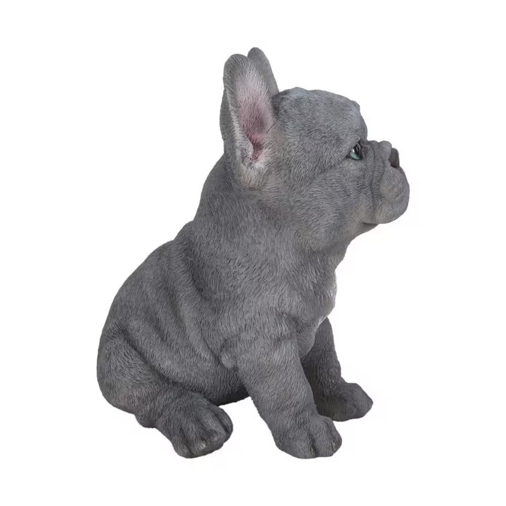 Blue French Bulldog Puppy Sitting Garden Statue