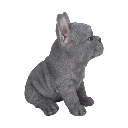 Blue French Bulldog Puppy Sitting Garden Statue