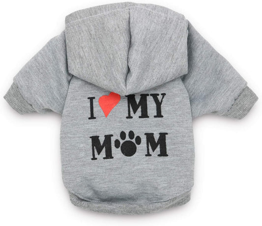 Dog Shirts I Love My Mom Dog Tshirt Small Dog Clothes Boy, XS, Grey