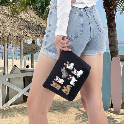 Funny French Bulldog Dog Cosmetic Makeup Bag Bulldog Dog Lover Gift Bulldog Dog Make up Zipper Pouch Bag (Funny French Bulldog Black)