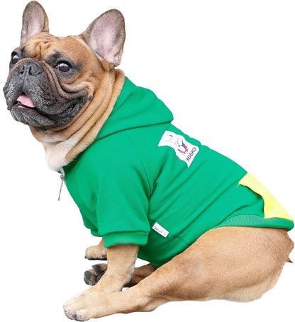 Pug Clothes Hoodies for Dogs Puppy French Bulldog Frenchie English Boston Terrier Bully Pitbull Sweatshirt Sweater Clothing Cold Weather Winter Coats - Green/Small