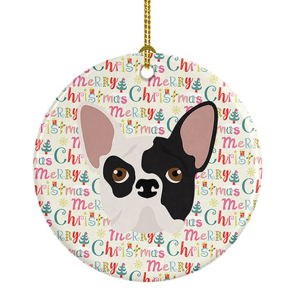French Bulldog Merry Christmas Ceramic Ornament