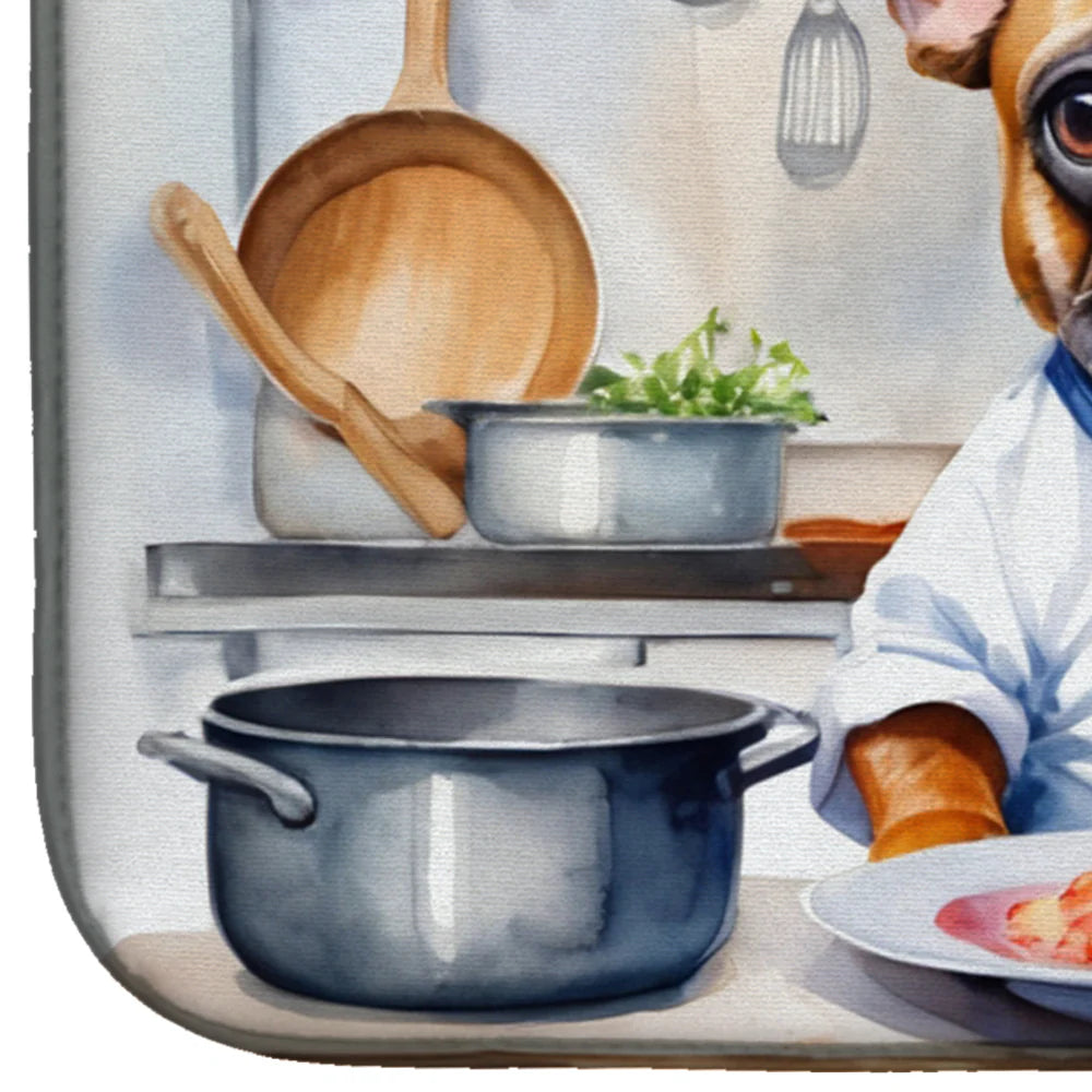 French Bulldog the Chef Dish Drying Mat