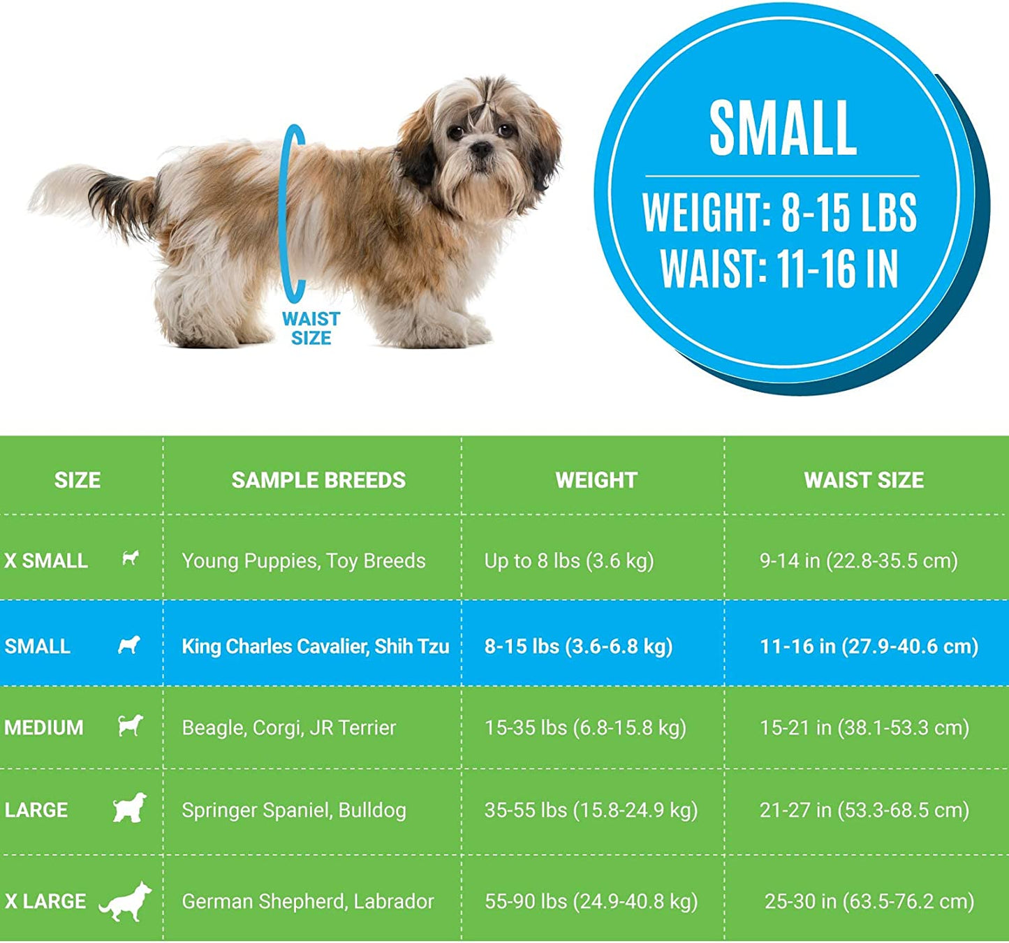 Disposable Male Dog Diapers - Super Absorbent, Leak-Proof Pee Wraps - Adjustable Fit, Comfortable Design, Advanced Moisture Control, and Wetness Indicator - Small (20 Count)