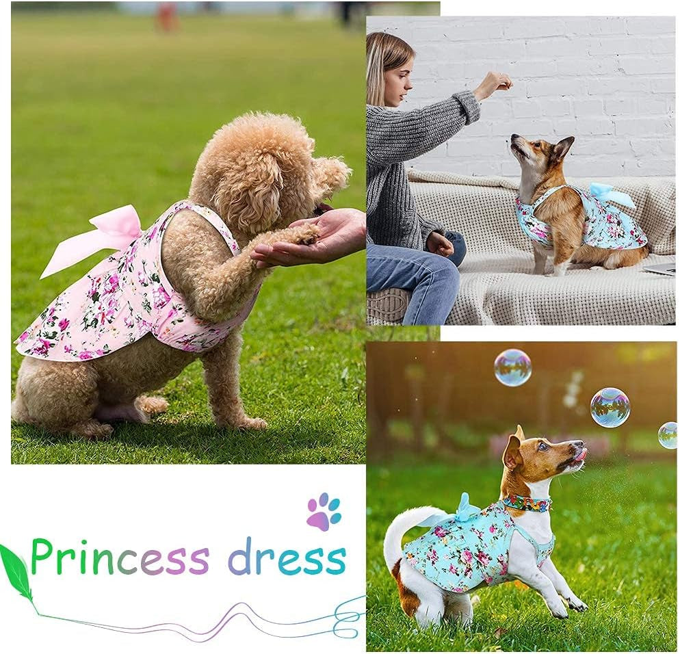 Set of 2 Dog Dresses for Small Dogs Girl Fall Winter Warm Cute Pet Puppy Dress Chihuahua Outfit Vest Apparel Female Doggie Skirt Tutu Pink Yorkie Clothing Cat Sundress Coats (XS)