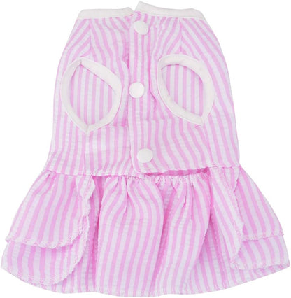 4 Pieces Dog Dresses for Small Girls, Summer Clothes, Cute Puppy Floral Fruits Pattern Female Pet Princess Bowknot Dress, Doggie Cat Outfit (AA, X-Small)