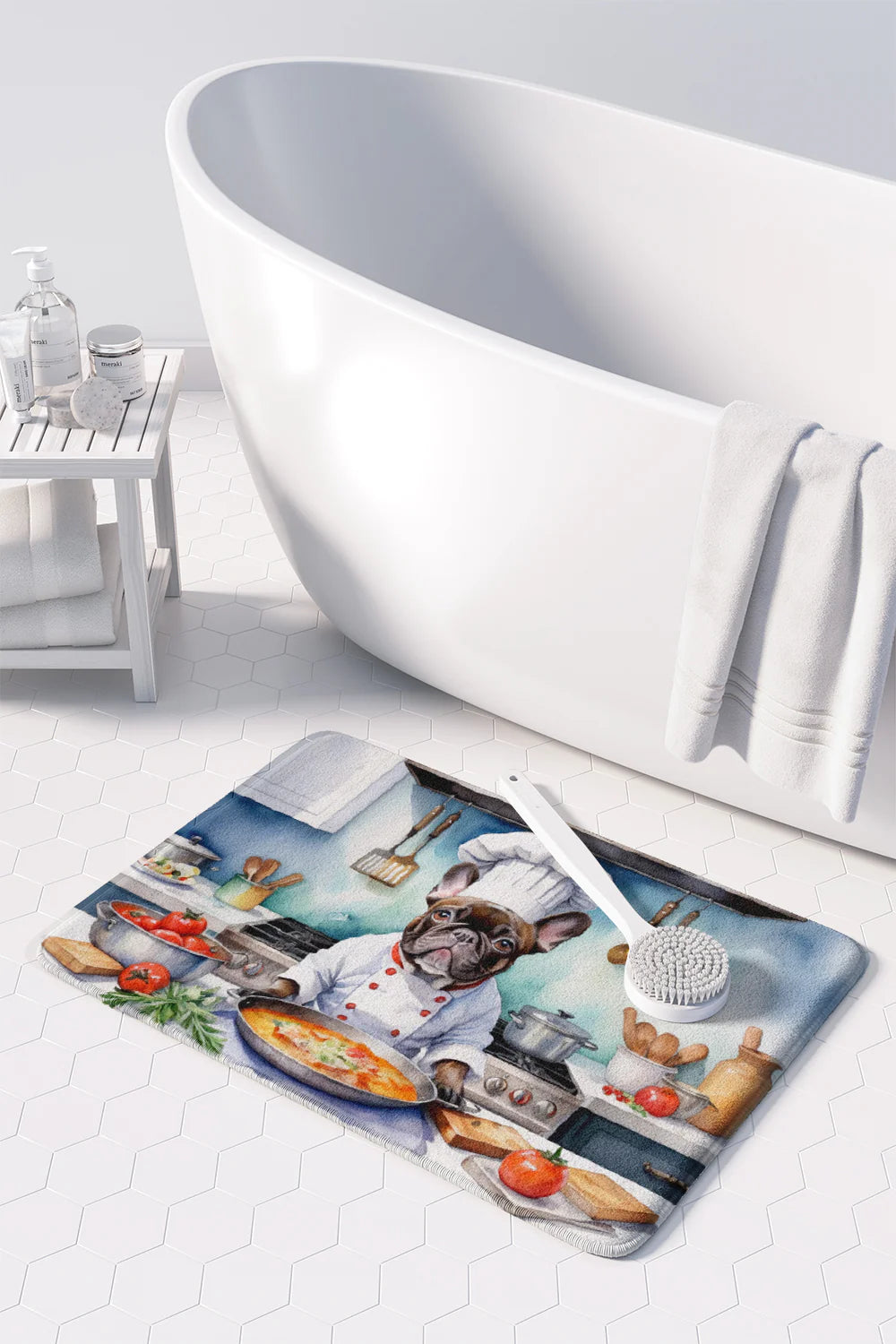 French Bulldog the Chef Memory Foam Kitchen Mat