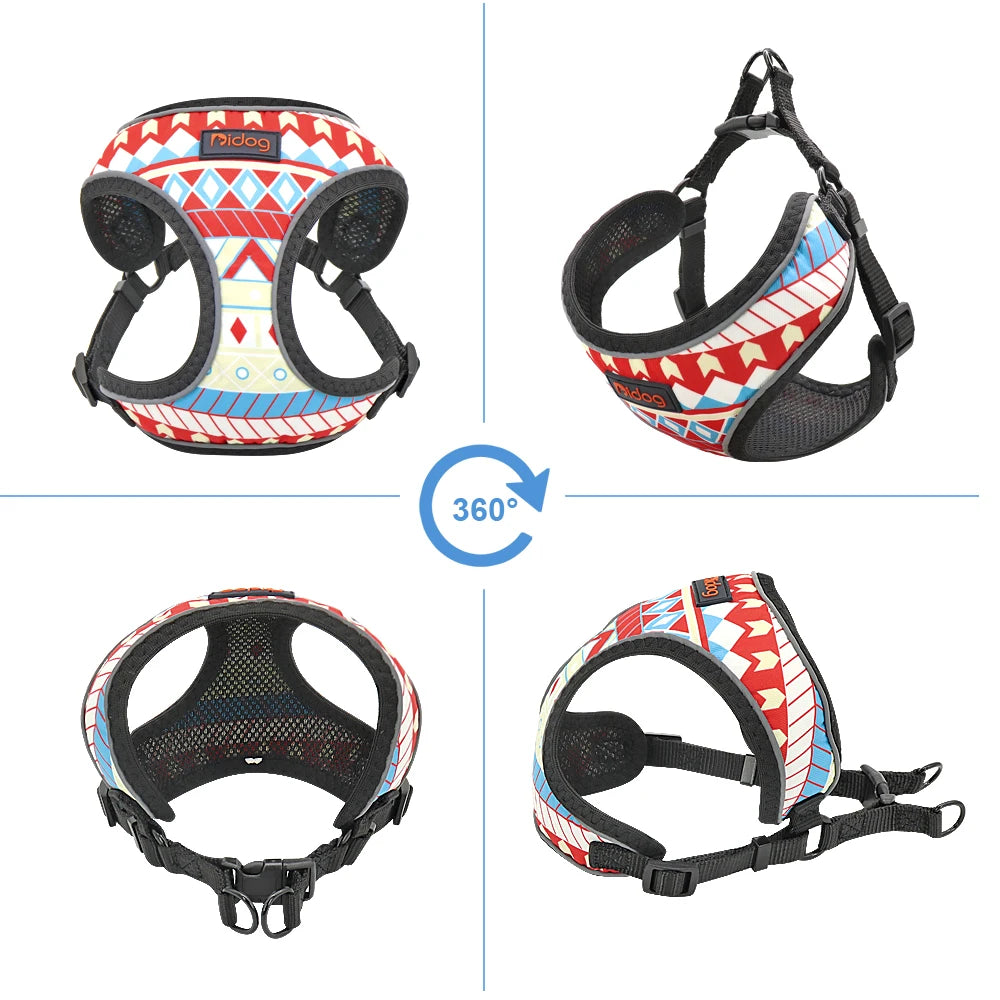 Nylon Reflective Dog Cat Harness Vest Printed French Bulldog Harness Puppy Small Medium Dogs Cats Harness for Chihuahua Walking