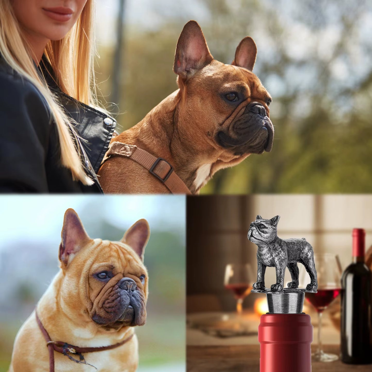 French Bulldog Wine Stopper Novel Pet Dog Wine Accessories Wine Gifts for Men Women French Bulldog Lovers Bottle Saver