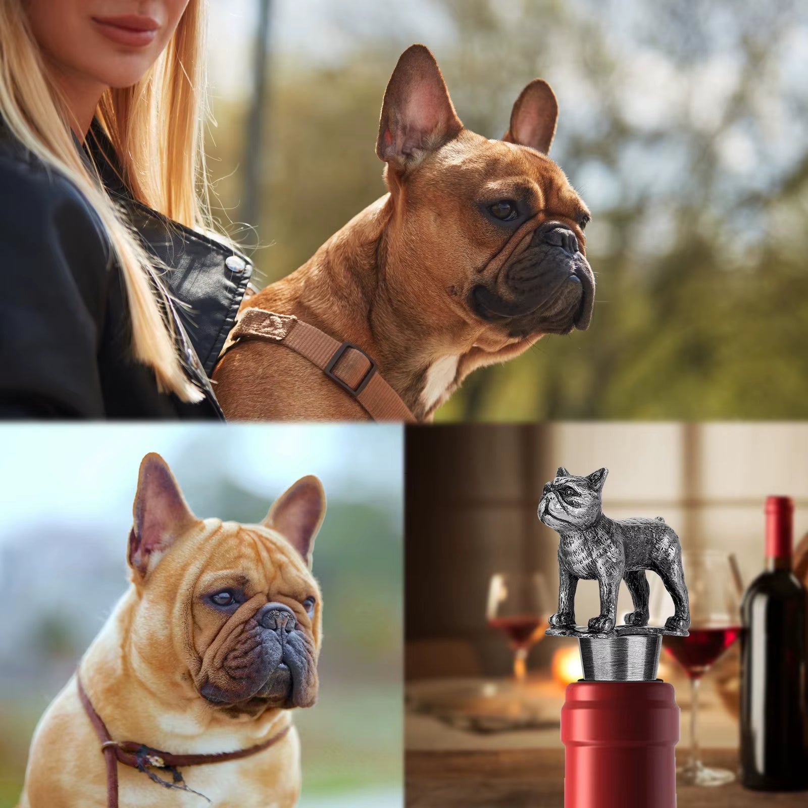 French Bulldog Wine Stopper Novel Pet Dog Wine Accessories Wine Gifts for Men Women French Bulldog Lovers Bottle Saver