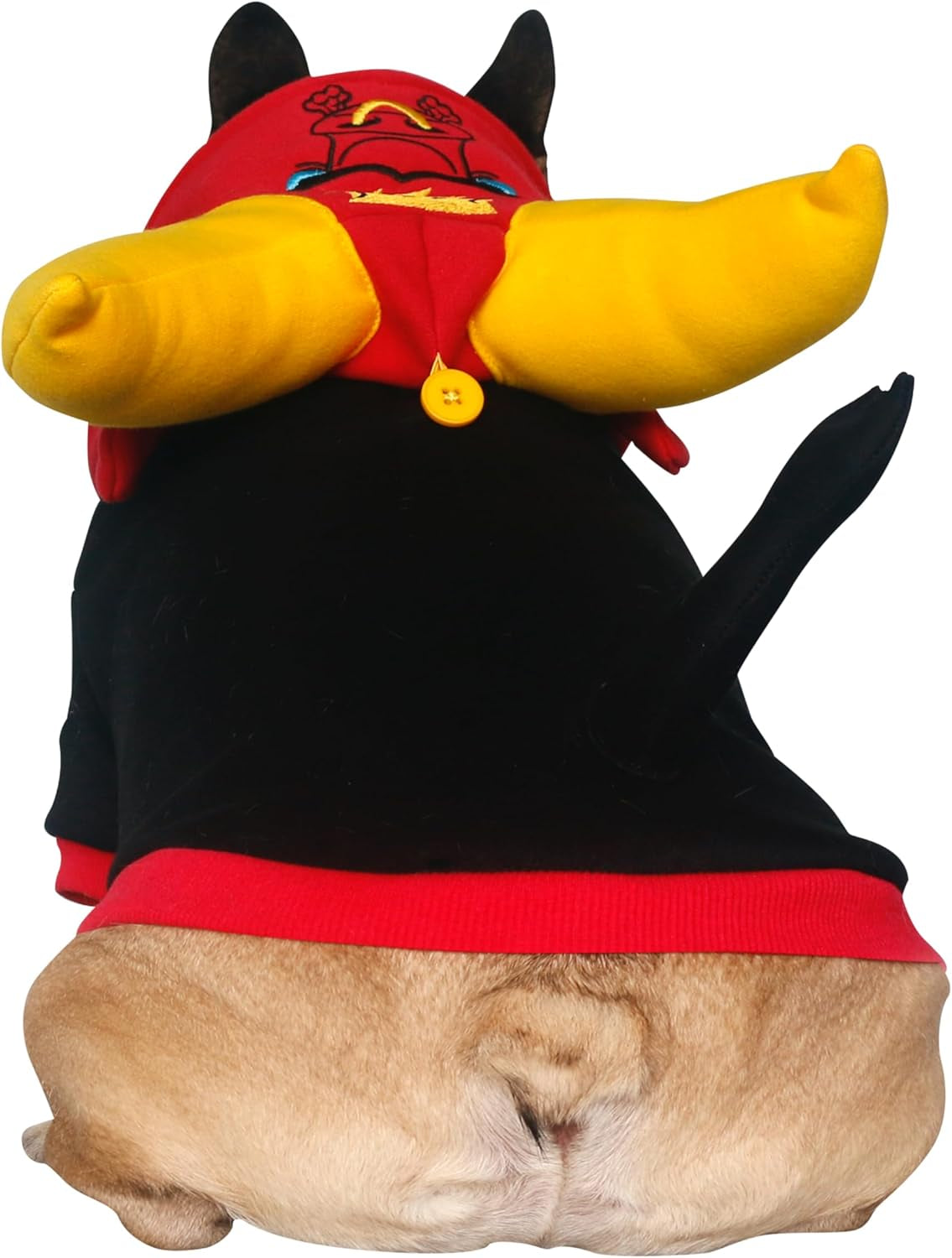 Buffalo Horn Dog Halloween Costumes Winter Coats Clothes Hoodies for French English Bulldogs, Pugs, Keep Your Dogs Warm and Stylish. Add Fun to Your Pet’S Wardrobe - Black Yellow, Large Plus