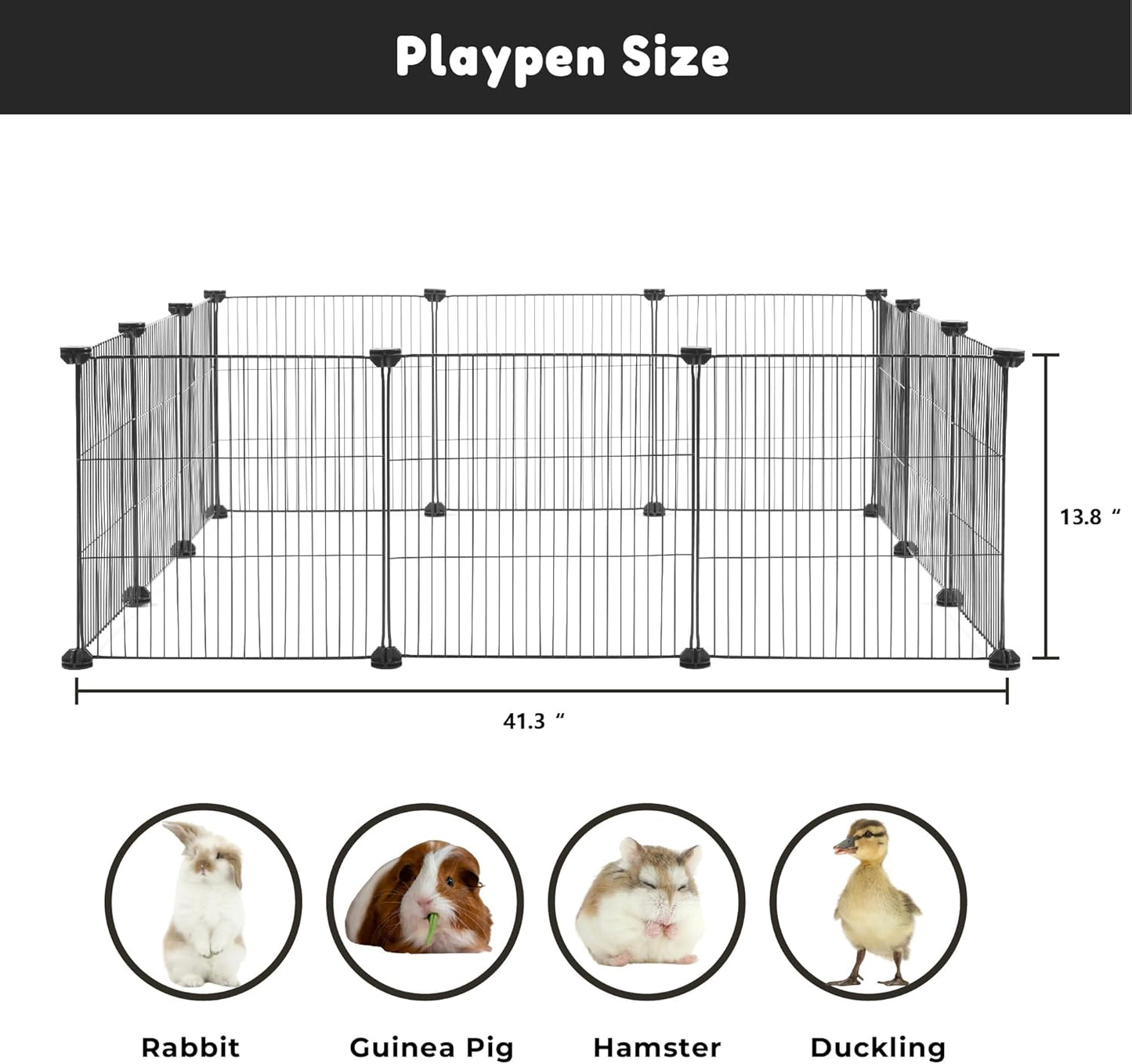 Guinea Pig Cages Small Animal Playpen, Small Animal Cage for Indoor Outdoor Use, Portable Metal Wire Yard Fence for Guinea Pigs, Bunny, Turtle, Hamster, 12 Panels(13.8X13.8)