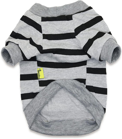Pet Shirts French Bulldog Boston Terrier Clothes Small Dog Tshirt Puppy Summer Striped Tee Shirt, XS, Grey