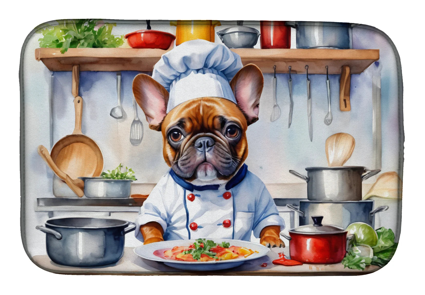 French Bulldog the Chef Dish Drying Mat