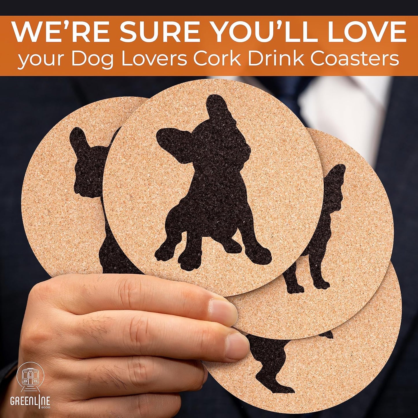 French Bulldog Coasters - Set of 4 Dog Coasters with Protective Bottom - Frenchie Gift Idea