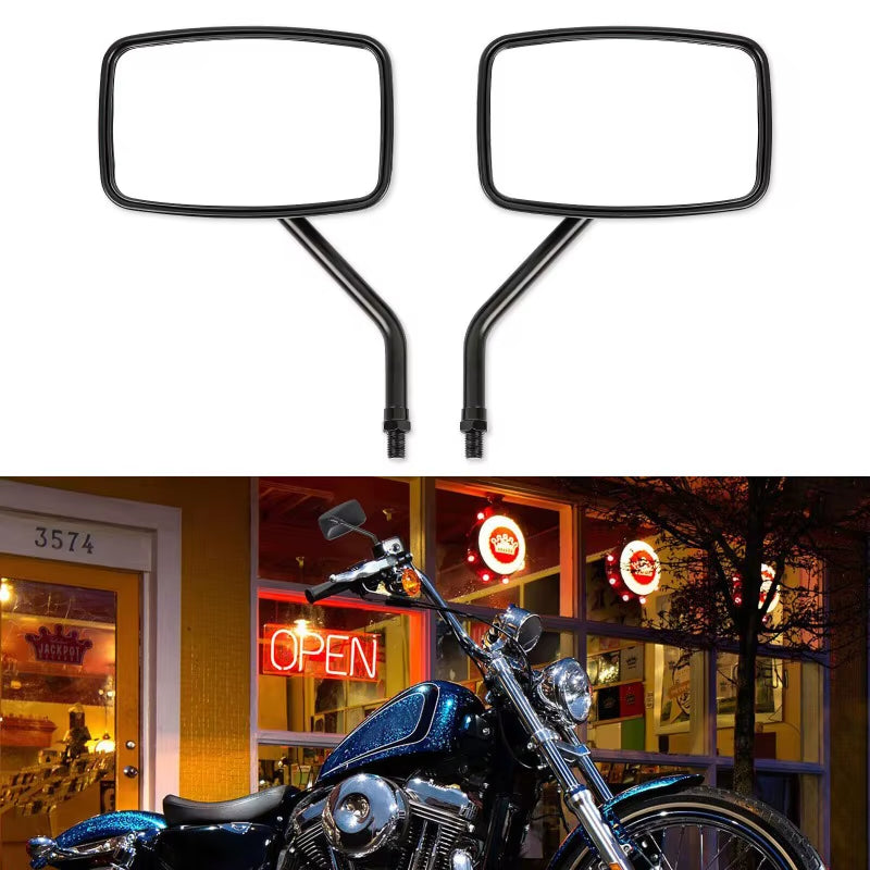 2PCS Universal 10Mm Motorcycle Rearview Side Rear Mirror Scooter Black Rectangle Shape Rear Side Mirror Motorcycle Accessories