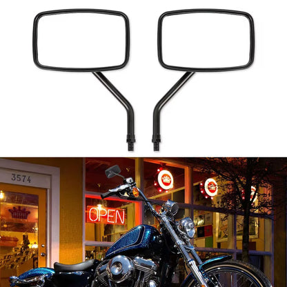 2PCS Universal 10Mm Motorcycle Rearview Side Rear Mirror Scooter Black Rectangle Shape Rear Side Mirror Motorcycle Accessories