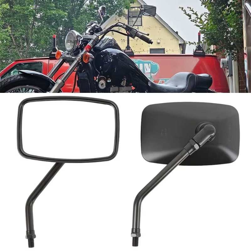 2PCS Universal 10Mm Motorcycle Rearview Side Rear Mirror Scooter Black Rectangle Shape Rear Side Mirror Motorcycle Accessories