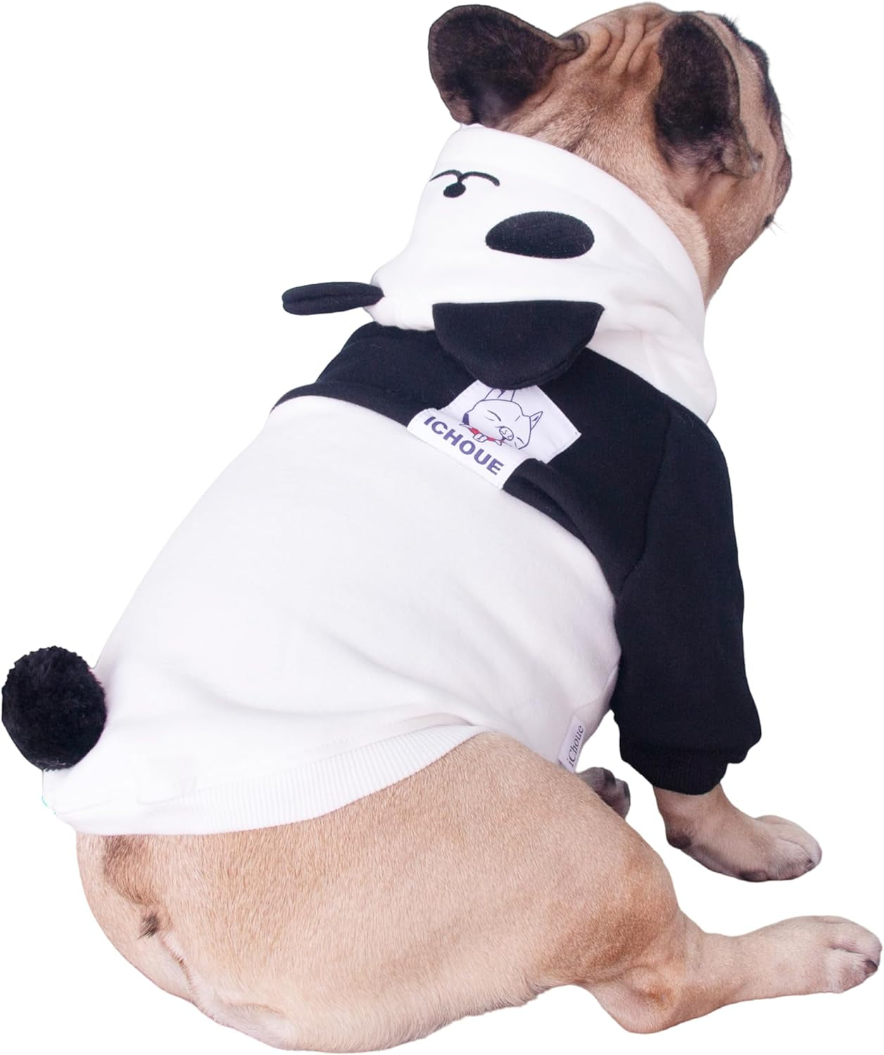 Panda Dog Halloween Costumes Clothes Sweater Cute Funny for English Bulldog Cold Weather Winter Coats Hoodies - Black/Xlarge