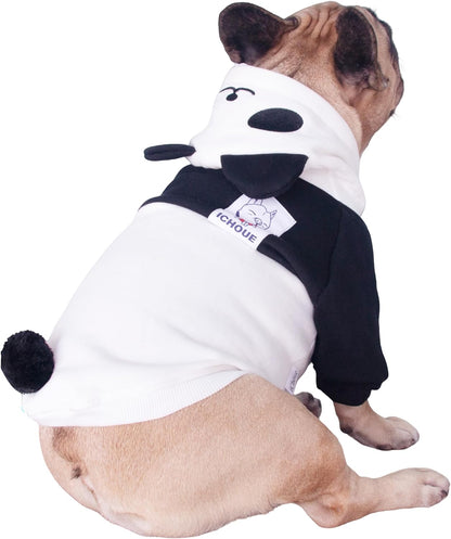 Panda Dog Halloween Costumes Clothes Sweater Cute Funny for English Bulldog Cold Weather Winter Coats Hoodies - Black/Xlarge
