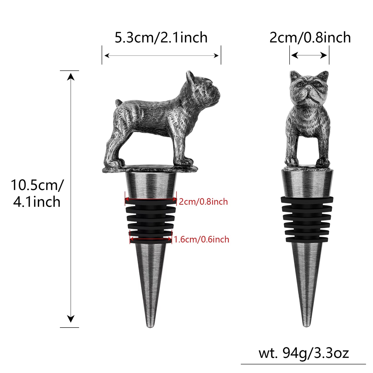 French Bulldog Wine Stopper Novel Pet Dog Wine Accessories Wine Gifts for Men Women French Bulldog Lovers Bottle Saver