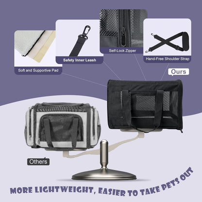 Cat Carrier Dog Carriers for Small Dogs Soft Slided Airline Approved Collapsible Pet Travel Carrier, Small (16.3" L X 11.8" H X 12.4" W)