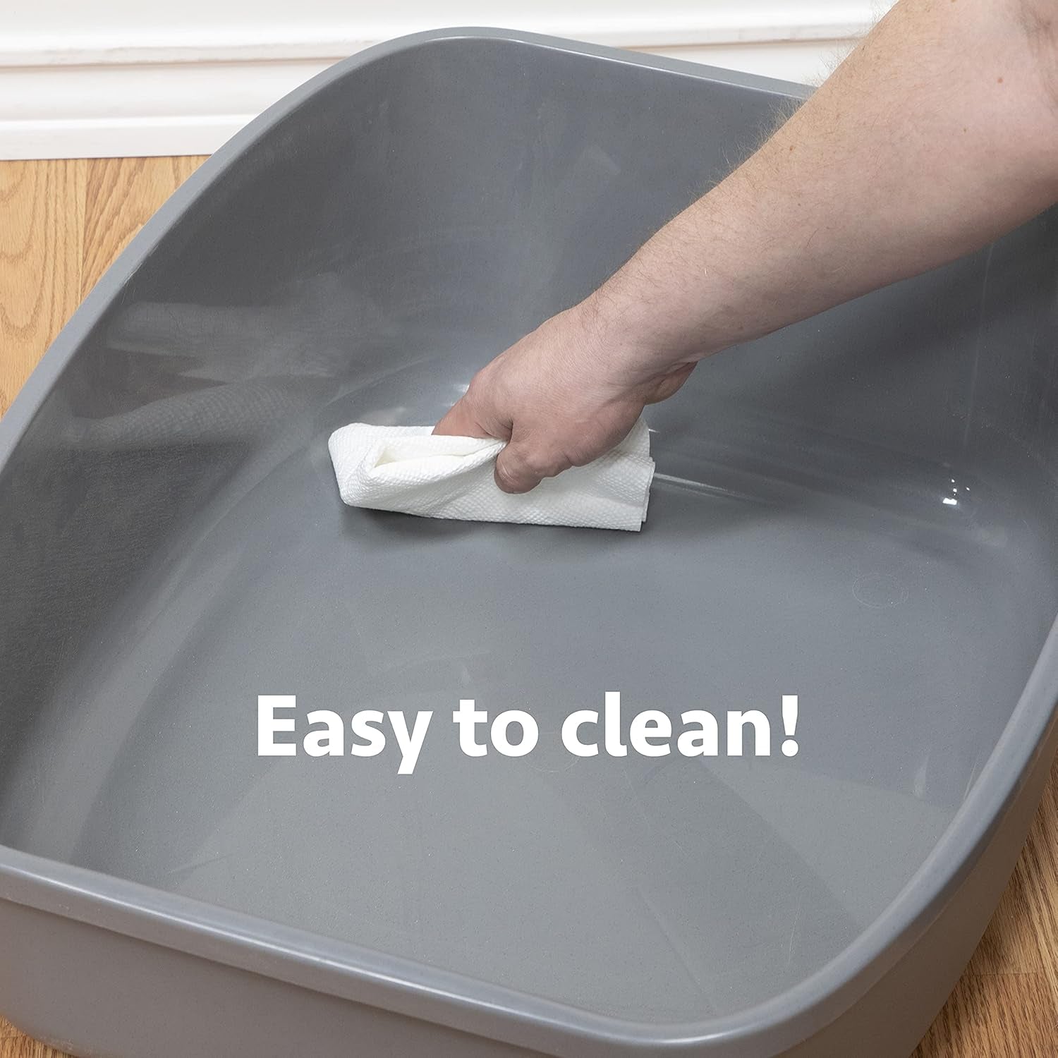 Large Cat Litter Box Set – 2 Open Litter Pans with High Back, Easy to Clean & Durable Plastic – XL Litter Box for Odor Control & Multi-Cat Households