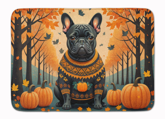Black French Bulldog Fall Memory Foam Kitchen Mat