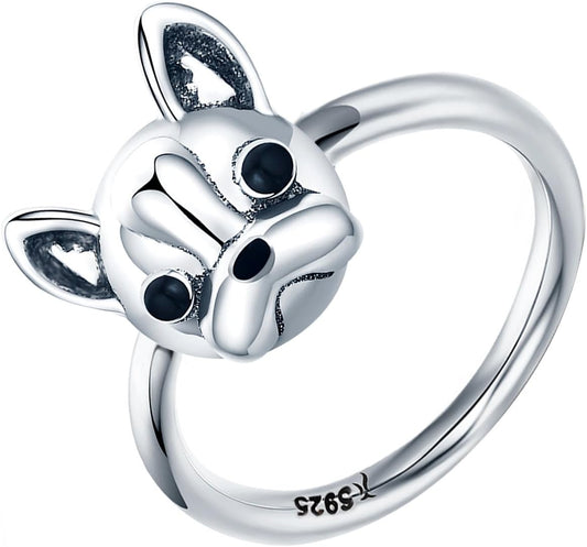 Bulldog Sterling Silver Ring Cute Birthday Jewelry for Women and Mother'S Day