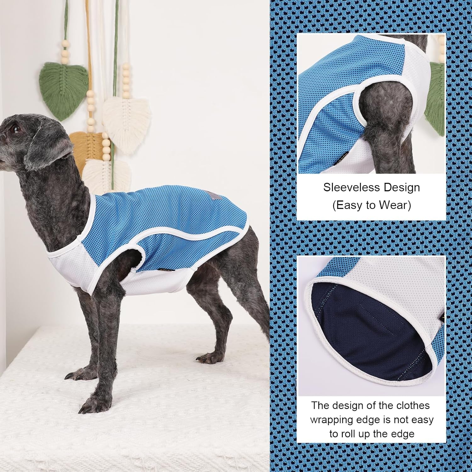 2 Pack Shirts for Dog Quick Dry Vest Boy Girl Summer, Puppy T-Shirt with Reflective Strip Sun Protection Sleeveless Cool Clothes, Breathable Cat Tank Top Pet Apparel (Blue and Turquoise, XS)