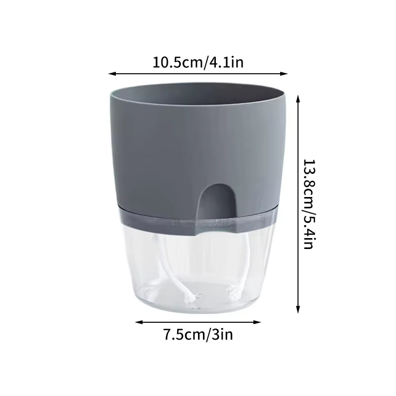 Self Watering Flower Pot Plastic Hydroponics Plants Pot Transparent Double Layer Cotton Rope Watering Succulent Potted Planters
